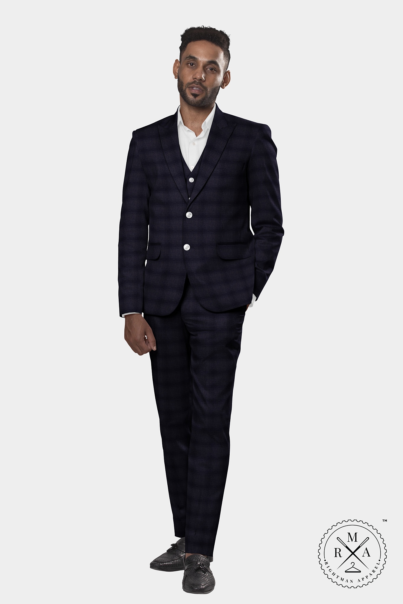 Purple Checks Three Piece Suit SU266